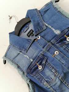 Chaleco vaquero desgastado para mujer, chaqueta con etiqueta de marca, gran calidad, precio barato - Product Image 3