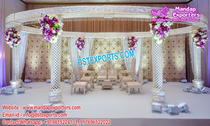 Mandap en fibre d'aspect bois pour mariage hindou, Exclusivité Royaume-Uni, Mandap en fibre pour mariage Gujarati, Mandap en fibre sculpté tendance pour mariage, Malaisie - Product Image 4