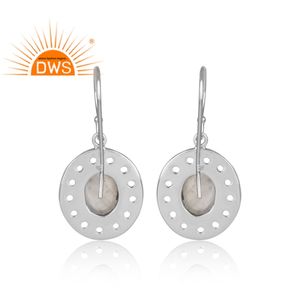 Naturel Pierre de Lune Arc-En-Ciel Oxydé 925 Argent Boucles D'oreilles Rondes Bijoux Grossiste - Product Image 4