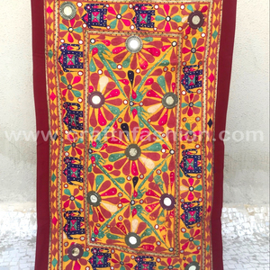 Kutch treo tường Thủ Công-tấm thảm thêu cổ điển-Tấm Thảm làm việc gương phóng túng mảnh Tường-trang trí nhà BOHO- - Product Image 3