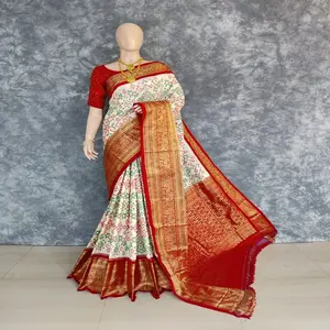 Latest Collection Of Pochampally Ikkat Pattu Sarees With Blouse