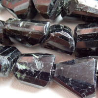 Tourmaline noire facettée, pépites roulées, pierre 100% naturelle, 20-15 mm, taille du trou 0,50 mm, pour la fabrication de bijoux, marque PME GemsBeads