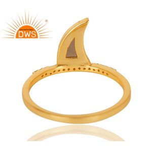 พลอยบุษราคัมสโมคกี้ธรรมชาติและขาวเพทายฮอร์น14K ชุบทองเงิน92.5ลูกบาศก์เซอร์โคเนียแหวนเครื่องประดับขายส่ง - Product Image 3