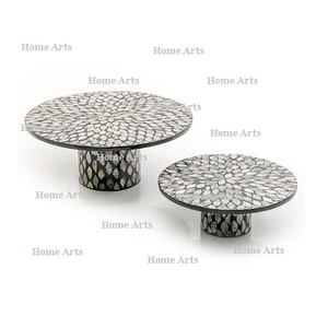 Set Of 2 Wood And MOP Dessert Serving <b>Stand</b> With Greatest Quality Round Shape Chocolates <b>Stand</b> At <b>Cheap</b> Price - Product Image 2