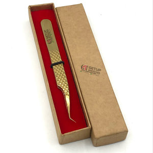 ที่หนีบขนตาปลอมพลาสม่าสีทอง45องศาอุปกรณ์เสริมความงามทำจากสเตนเลสโลโก้ออกแบบได้ตามที่ต้องการ - Product Image 1