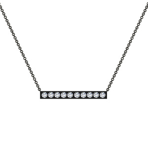 Collar de Barra Horizontal Pequeña de Oro Sólido de 18k con Diamante Natural, Estilo Bohemio, Certificado IGI, Joyería Fina Gemco International - Product Image 3