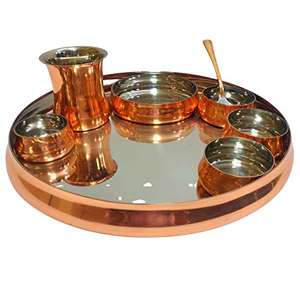 Juego de cena de latón y cobre puro para el hogar, conjunto de vajilla Maharaja Thali (cobre), el último diseño, la mejor y de alta calidad - Product Image 4
