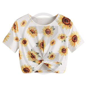 Camiseta de manga corta 100% de algodón con cuello de pico para mujer, camiseta en blanco de alta calidad con etiqueta privada, venta al por mayor - Product Image 1