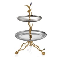 Base para Pastel Decorativa de Metal con Forma de Rama de Árbol, Tapa de Vidrio Dorada, Diseño Moderno, Calidad Alimentaria, Marca DCP, para Bodas y Fiestas, Personalizable