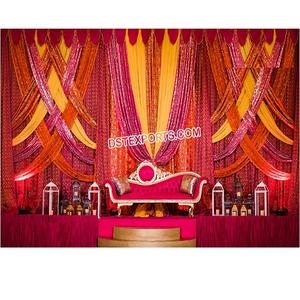 งานแต่งงาน Mehndi ฉากหลังเวทีเหตุการณ์,ม่านประดับฉากหลังเวทีงานแต่งงานของปากีสถานการตั้งค่างานแต่งงานสไตล์ดั้งเดิมของอินเดีย - Product Image 1