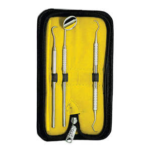 Kit d'instruments dentaires, 3 pièces, grattoir pour les dents avec étui en cuir, livraison gratuite - Product Image 1
