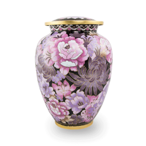 Urnes de crémation roses peintes florales pour cendres humaines Urnes de cendres adultes pour le stockage de crémation Urnes en aluminium d'Inde - Product Image 2