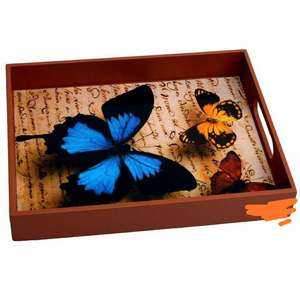 Belle Décoration autocollant coloré avec Émail Rectangle en bois plateau de service avec tirage - Product Image 6