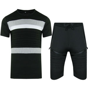 Ensemble d'été à rayures T-Shirt + Short survêtement 2 pièces mode homme décontracté manches courtes hommes t-shirt surdimensionné pantalon de survêtement - Product Image 3