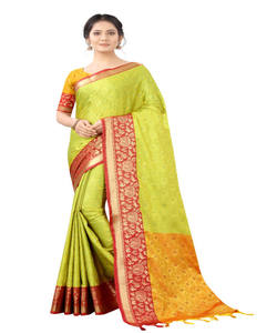 Banarasi Seda Jacquard Sari Blusa Señoras Fiesta Festival Uso diario Venta al por mayor Precio bajo Algodón suave Seda Sari Indio paquistaní - Product Image 3