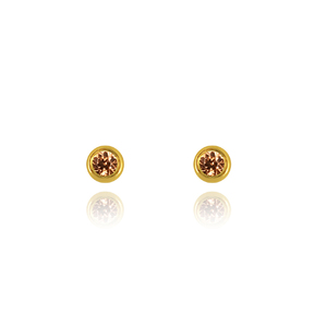 Elegant Classic Gold Plated 925 Sterling Silver Round <b>Garnet</b> Gemstone Stud <b>Earrings</b> for Weddings Parties Gifts Bezel Setting - Product Image 2
