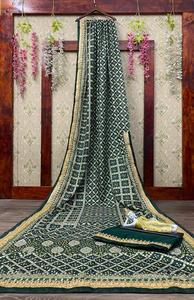 LeafyGreen Colour Patola Saree Cording Embroidery and Blouse Vichitra Print Phantom Foil Paper Embroidery <b>Lace</b> Work RoyalExport - Product Image 4