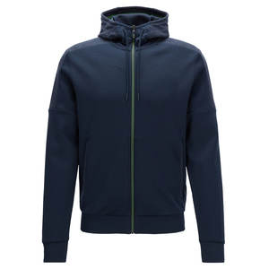 Vente en gros de sweat à capuche zippé à manches longues de haute qualité pour hommes, logo personnalisé, tissu polaire d'hiver à motif uni teint en 3D - Product Image 3