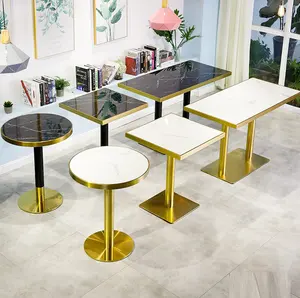 Patas de mesa de latón con marco de metal, juegos de mesa pequeños redondos y cuadrados modernos para cafetería, restaurante y mesa de comedor