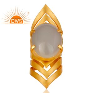 แหวนพลอยแคลซิโดนีสีขาวธรรมชาติ ดีไซน์ล่าสุด ปี 2026 สำหรับผู้หญิง จากผู้ผลิตเครื่องประดับ - Product Image 2