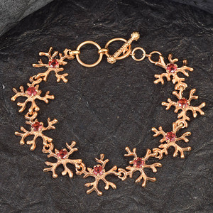 Bracelet en argent sterling 925 massif plaqué or rose avec grenat rouge naturel Bracelet pour femme Bijoux fins - Product Image 2