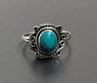 Bague Unisexe en Argent Sterling 925 Fait Main avec Pierre Turquoise, Sertissage Bezel et Technologie d'Inlay, Style Bohème, Prix de Gros Indien