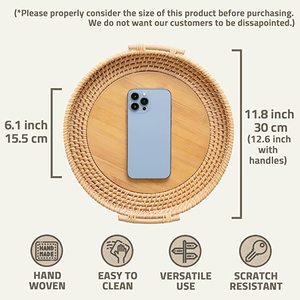 Luxury <b>Round</b> Rattan Tray Perfect for Hotel Ware Wedding Tableware and Stylish Kitchen Accessories and Decor - Product Image 2