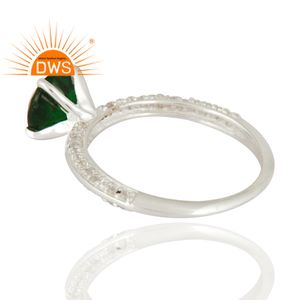 925เงินสเตอร์ลิงธรรมชาติโครเมี่ยม Diopside และสีขาวบุษราคัมพลอย Solitaire แหวนสำหรับผู้หญิงเครื่องประดับผู้ผลิต - Product Image 4
