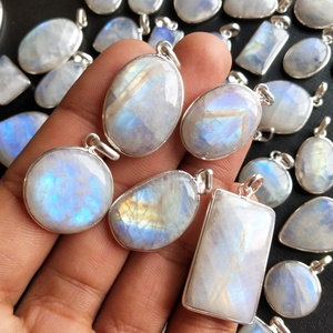 Collier avec pierre de lune en cristal blanc, petit pendentif en pierre de lune, bijoux fins, argent, bague ajustable, stylo - Product Image 4