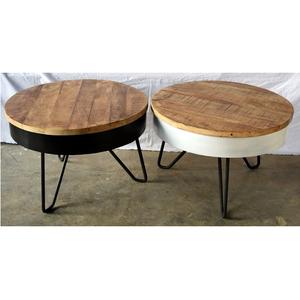 Mesa de centro de madera y hierro de diseño moderno para muebles de oficina en casa - Product Image 3