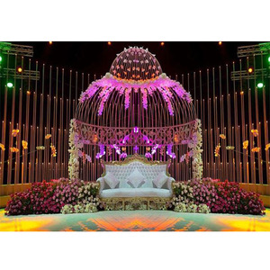งานแต่งงานที่น่าตื่นตาตื่นใจเหล็กฉากสำหรับตกแต่งเวทีใหม่ล่าสุดโกลเด้นโมเนตฉากหลังสำหรับงานแต่งงานหรูหราเหล็กฉากแต่งงานสำหรับเวที - Product Image 1