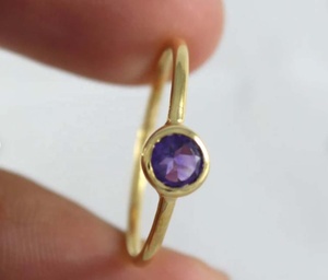 Amatista púrpura Natural de 5mm, anillo de oro amarillo de 14k sólido redondo, fabricante de joyería - Product Image 4