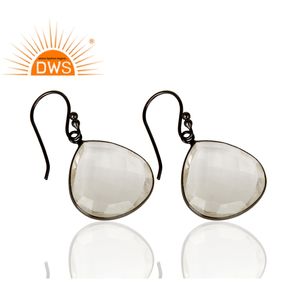 Cristal naturel Quartz Pierres Précieuses Boucles D'oreilles Bijoux En Gros Rhodium Plaqué 925 Argent Boucles D'oreilles Bijoux Fournisseur - Product Image 2