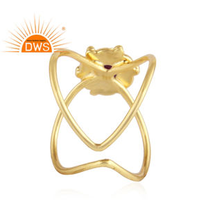 เครื่องประดับอัญมณีทับทิมธรรมชาติแหวนชุบทองสำหรับผู้หญิงคอลเลกชันคลาสสิก - Product Image 3