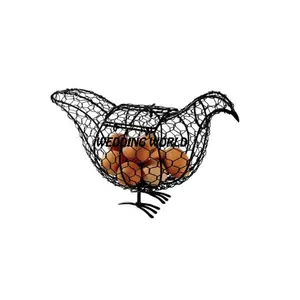 Supplier Of Iron Basket For Egg Chicken Shape Medium Size Attractive Metal Egg Wire Basket Available In All Colors