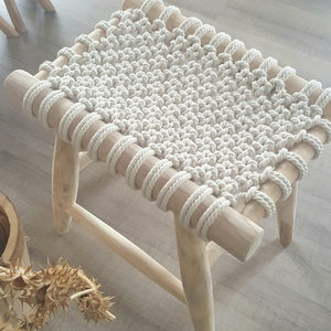 Taburete de macramé de forma redonda con borla para habitación, asiento bohemio personalizado, diseño moderno, venta al por mayor, nuevo - Product Image 4