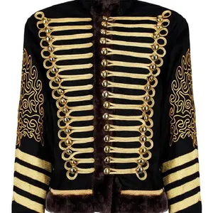 Uniforme de Husar para hombre, uniforme negro y dorado, con piel sintética, fabricante de piel, paquistaní, antiguo