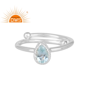 Handmade <b>925</b> Sterling <b>Silver</b> Jewelry Wholesaler Women's <b>Ring</b> Blue Topaz Gemstone Jewelry Manufacturer - Product Image 1
