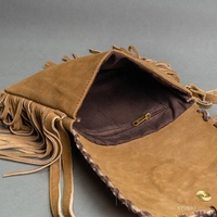 Sac à main en cuir suédé à la main en cuir gaufré à franges décoration style bohème pour femmes