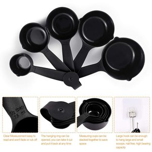 Tazas medidoras de acero inoxidable con revestimiento negro perfectas para cocinar de Grado Superior duradero y herramienta de cocina Juego de calidad superior de 8 piezas - Product Image 4