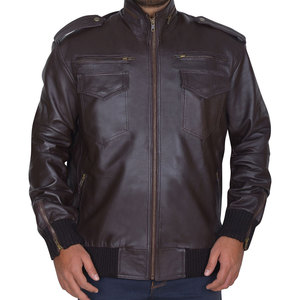 ผู้ชายที่มีคุณภาพสูงราคาถูกฤดูหนาวซิปแจ็คเก็ตหนังจริงทำในปากีสถาน - Product Image 3