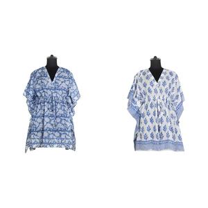 ชุดเดรสคาฟตันสั้นผ้าไหม100% สำหรับผู้หญิง,ใช้ในบ้านและงานปาร์ตี้อินเดีย - Product Image 1