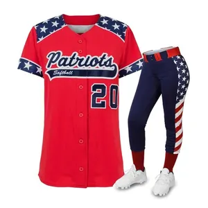 Custom Soft Fabric Polyester Sports Wear Baseball & Softball Uniform Youth Mens Stripes Softball Uniforms Kit