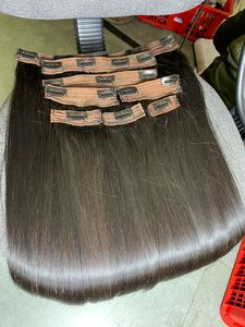Extensions de cheveux vietnamiennes à texture droite, trame tissée à la machine, pour pose adhésive, queue de cheval et clips - Product Image 3