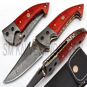 Couteau Damas fait main avec manche en bois coloré, magnifique couteau pliant à verrouillage Liner Lock (smk1277) - Product Image 2