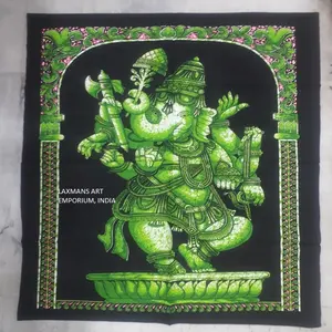 Nova arte popular para decoração de paredes Lord Ganesha estampado algodão batik tapetes/cartaz atacado da Índia