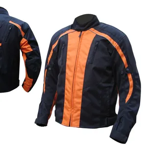 Motorcycle Motorbike waterproof Mens Cordura Jacket Black Orange