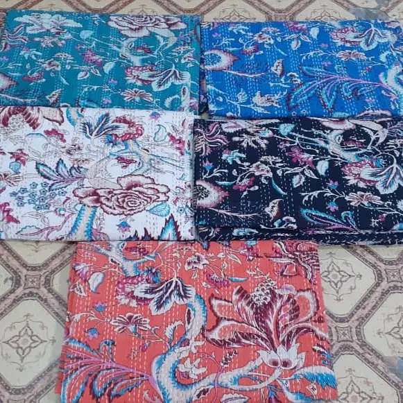 Wholesale Indian Handmade Cotton Fabric Jaipur Sanganeri Hand Block Printed Fabric Raw Material Dress Fabric