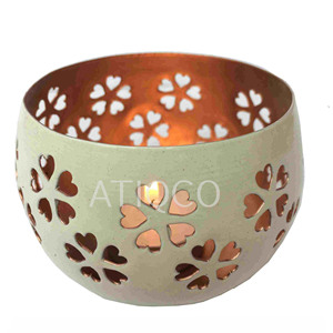 Portavelas Decorativo Atiqco de Hierro Verde Blanquecino con Iluminación para Decoración de Mesa en Bodas y Fiestas, Modelo 789146 - Product Image 1