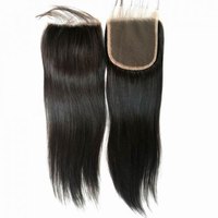 Rambut India 100% Virgin Remy Lace Closure Warna Alami Mesin Double Weft Tanpa Rontok Bebas Kusut